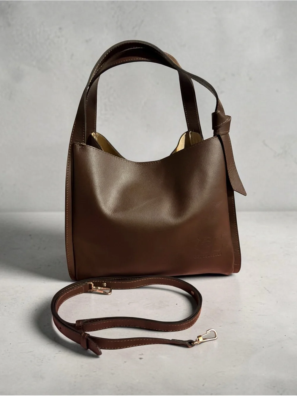 Classic Brown Leather Hobo Bag - Minimalist Women's Shoulder Bag